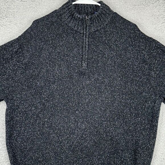 Chaps Pullover Sweater Adult XL Black Quarter Zip Knit Mock Neck Long Sleeve Men